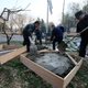 An underground shaft, in which a person was found living in, is filled up by law enforcement workers in Beijing, December 6, 2013. According to local media, around five underground shafts, in which people were living in, were blocked by city officials on Friday morning at a neighbourhood in Beijing. One of the dwellers, Quan Youzhi, 66, has been living in the shafts, which were originally used for the city's heating system, for around 20 years as she could not afford to pay rent for housing after she came to Beijing, and has since relocated several times after being chased away by law enforcement officials. Quan supports herself with about 10 yuan ($1.64) daily, which she makes from collecting waste bottles. Picture taken December 6, 2013.
